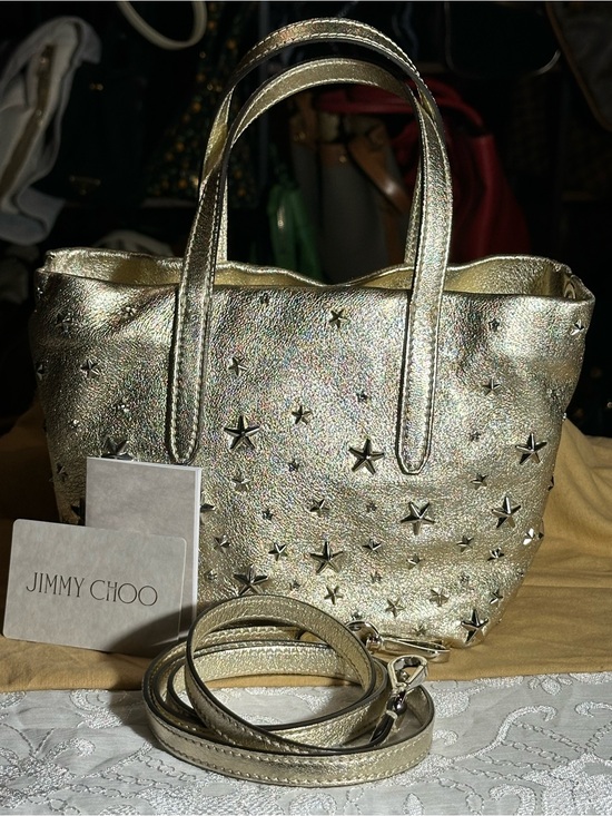 Jimmy Choo Handbags - Jimmy Choo Metallic Gold Star-Studded Tote Bag